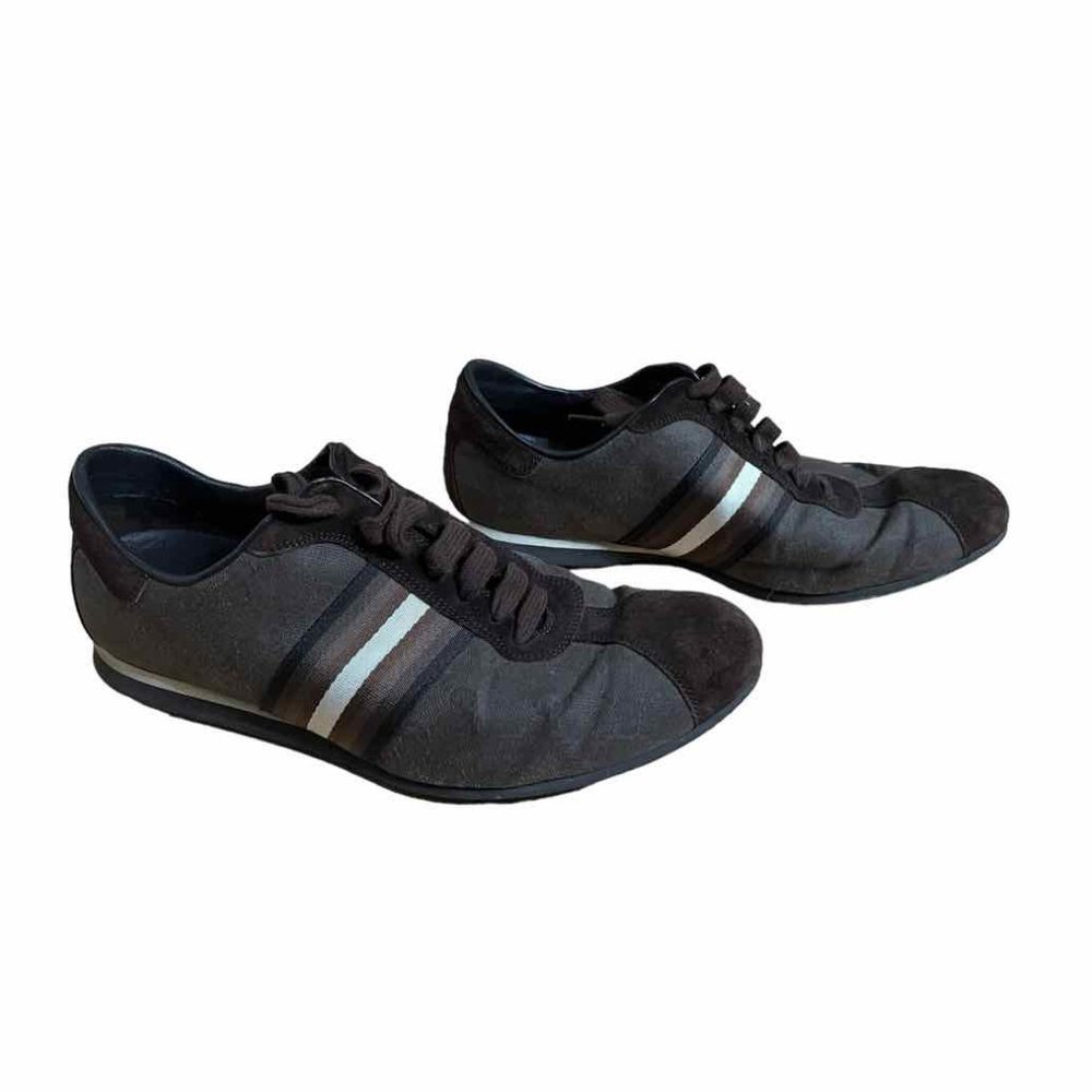 Gucci Brown GG Monogram Canvas And Suede Web Low Top Men's Sneakers